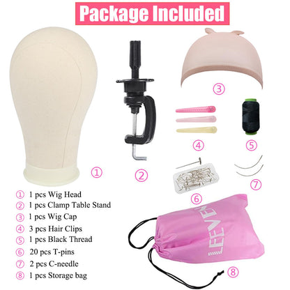 Leeven 21"24" Canvas Block Head for Making Wig Mannequin Head With T Pins and Clamp stand for Wig...