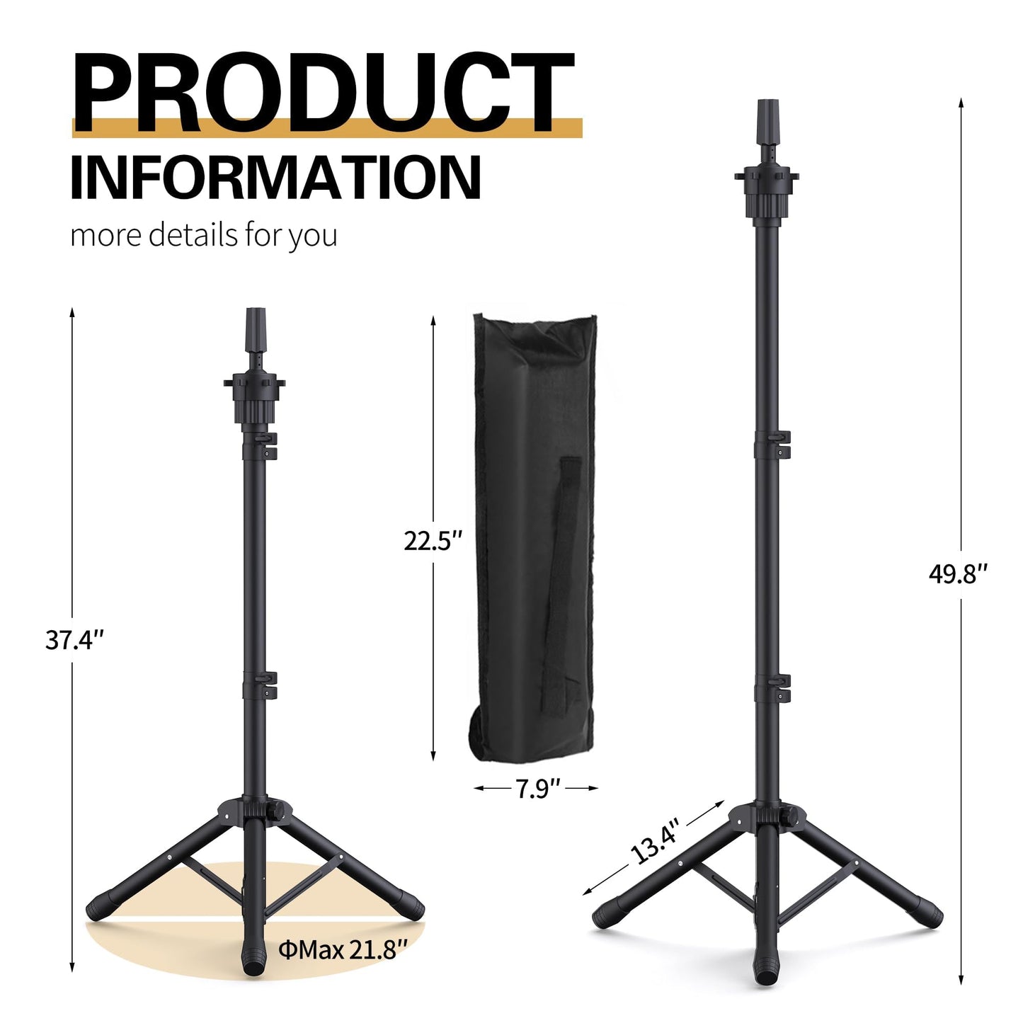 Relx Wig Head Stand  Adjustable Mannequin Head Stand  Wig Stand Tripod for Cosmetology Hairdressi...
