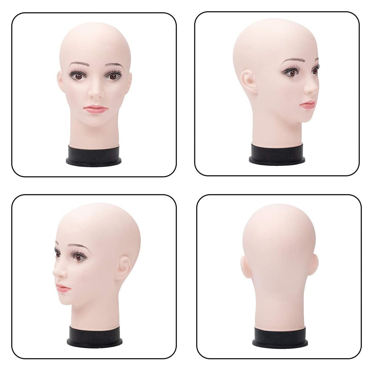 BHD BEAUTY Bald Mannequin Head Beige Female Professional Cosmetology for Wig Making Display wigs ...