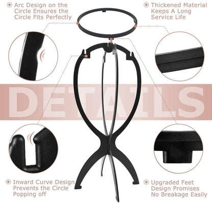 Dreamlover Wig Stand Wig Head Stand Wig Holder for Multiple Wigs Black 3 Pack
