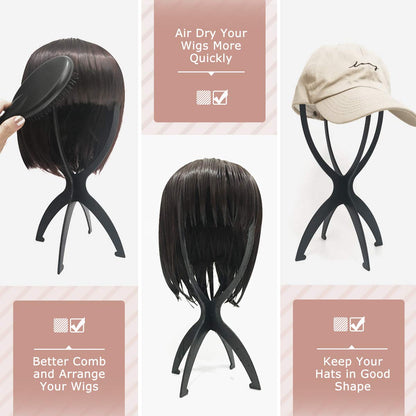 Dreamlover Wig Stand Wig Head Stand Wig Holder for Multiple Wigs Black 3 Pack