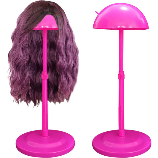 Wig Stand 1PC Adjustable Height Pink Plastic Wig Head Stand Portable Wig Holder Stands NonSlip Wi...