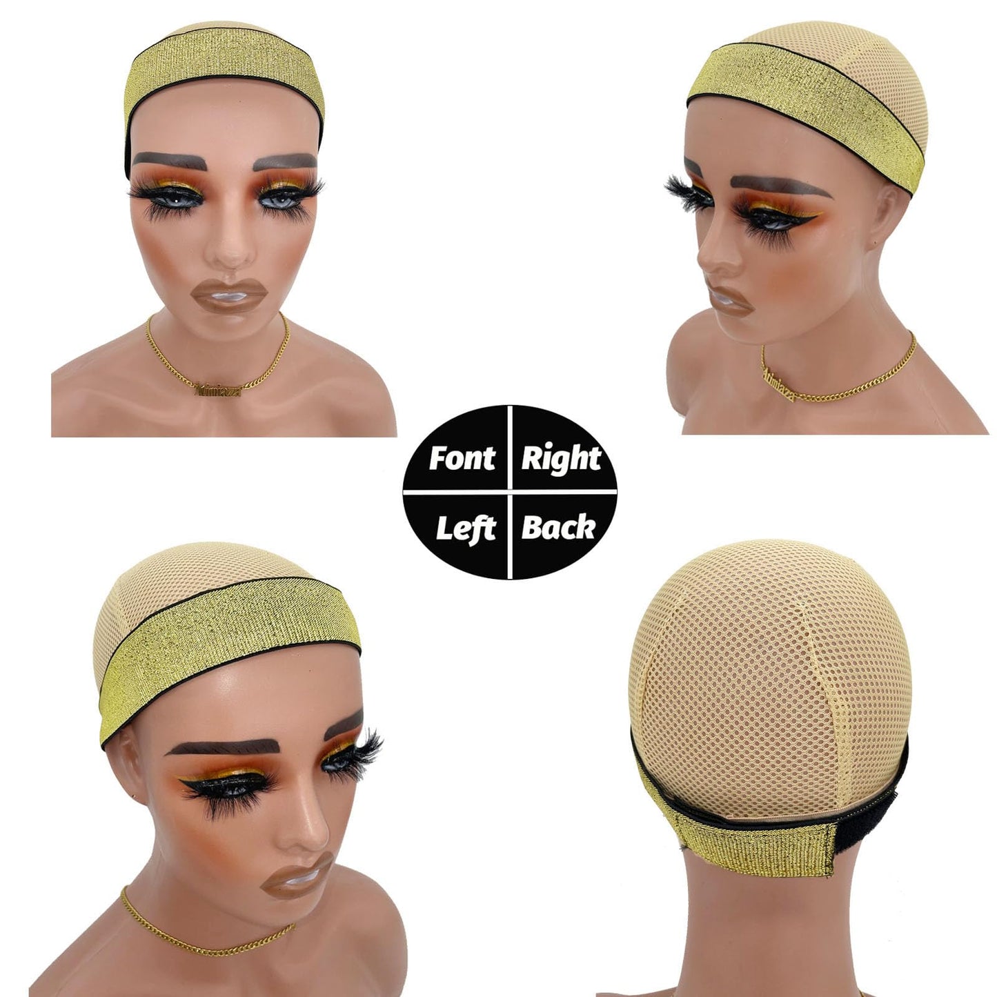 Atimiaza 2 Pcs Elastic Gold Lace Melting Bands  Wig Band for Lace Fronts Edge Wrap to Lay Edges P...