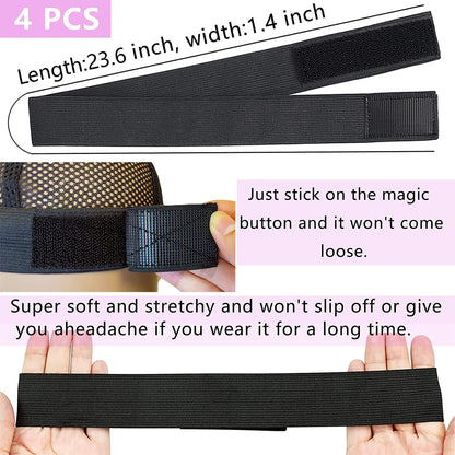 Adjustable Elastic Bands for Wigs and Lace Frontals  4 Pcs MeltResistant Grip Bands Edge Wraps to...
