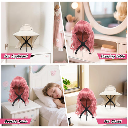 Seewaazee 2 Pack Wig Stand Wig Head Stand Portable Wig Holder for Multiple Wigs Wig Stands Tripod...