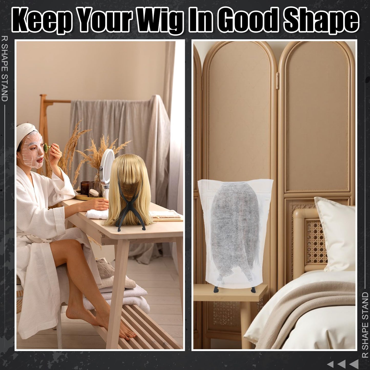 ProSuites 2 Pack Wig Stand with 2Pcs Wig Dust Bag Travel Wig Head Stand Holder for Women Multiple...