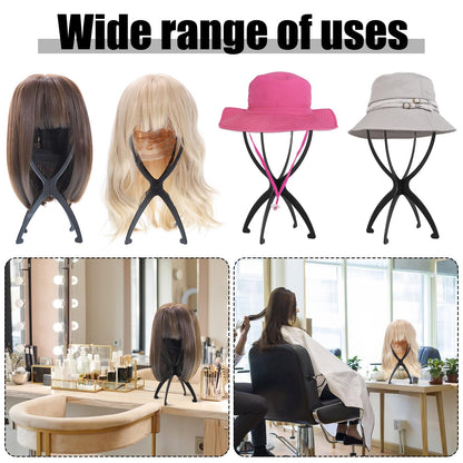 obeoby Wig Stand Portable Wig Holder Wig Head Stand for All Wigs Travel Wig Hair Stylist Gifts fo...