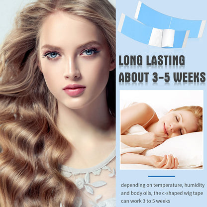 Maitys 120 Pieces Lace Front Wig Tape Double Sided Adhesive Waterproof CShaped for Long Short No ...