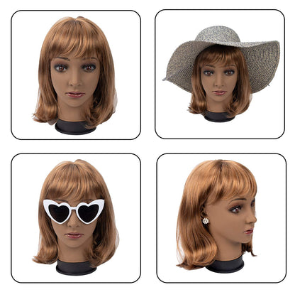 BHD BEAUTY Bald Mannequin Head Brown Female Professional Cosmetology for Wig Making Display wigs ...