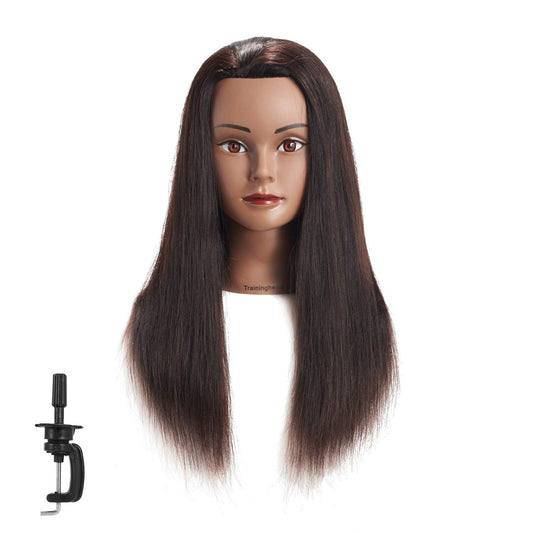 2022" 100 Human Hair Mannequin Head Training Head Cosmetology Manikin Head Doll Head with Free Cl...