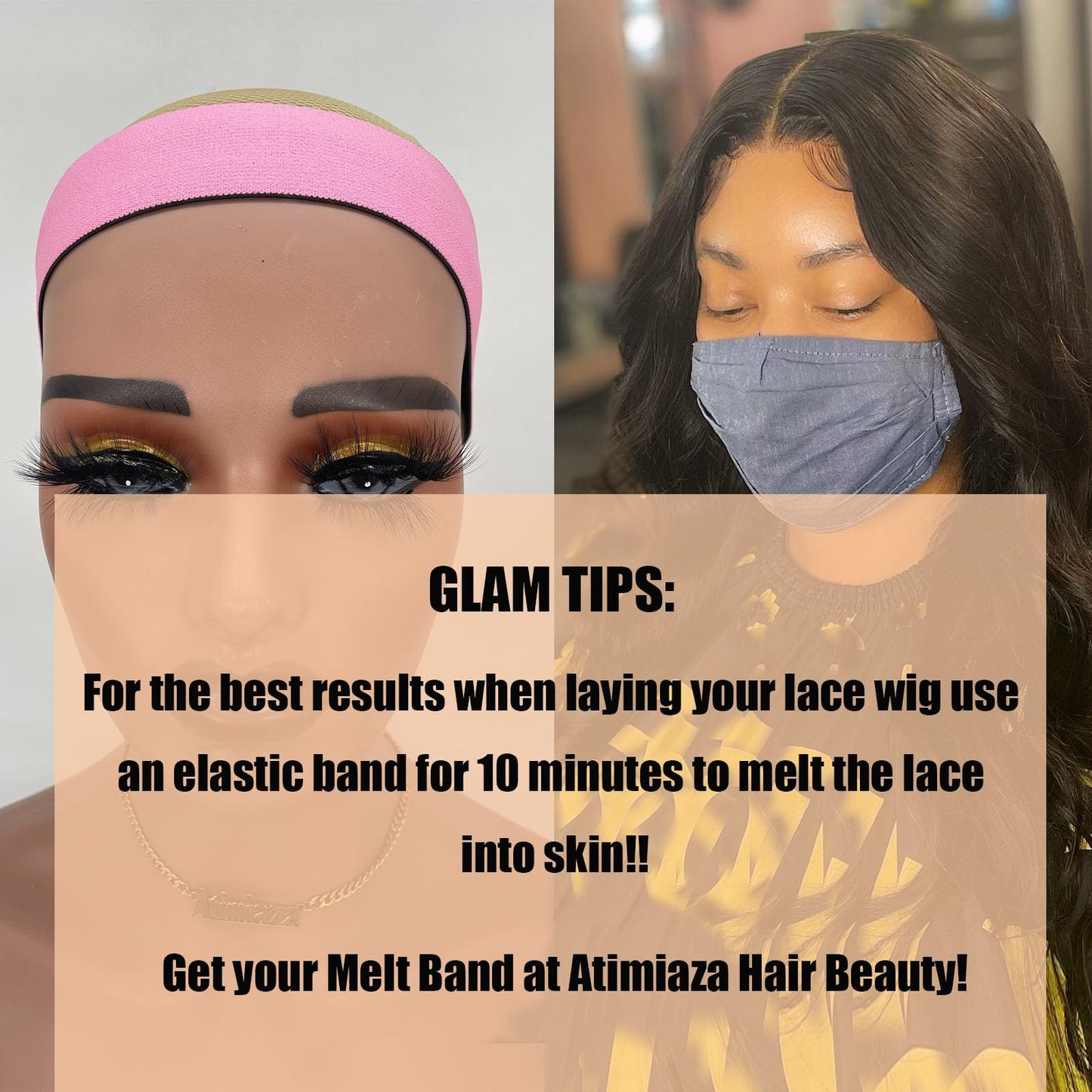Atimiaza 3 Pcs Elastic Lace Melting Bands for Wigs Lace Front Edge Wrap to Lay Edges PinkBow TieB...