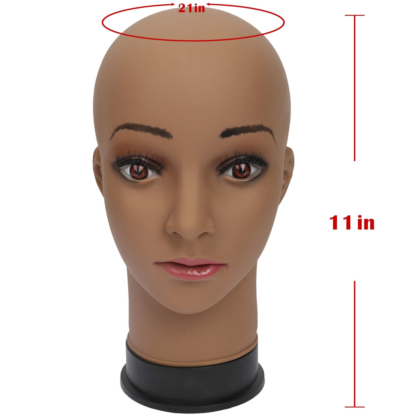 BHD BEAUTY Bald Mannequin Head Brown Female Professional Cosmetology for Wig Making Display wigs ...