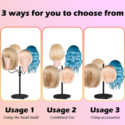 Lhysn Wig Stands  Multiple Wig Hanger Display Rack Holder Storage Organizer for Mannequin Head Me...