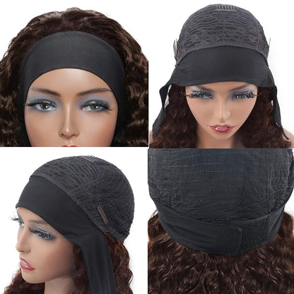 Aiterina Headband Wig Human Hair Headband Wig Deep Wave Human Hair Wigs for Black Women Glueless ...