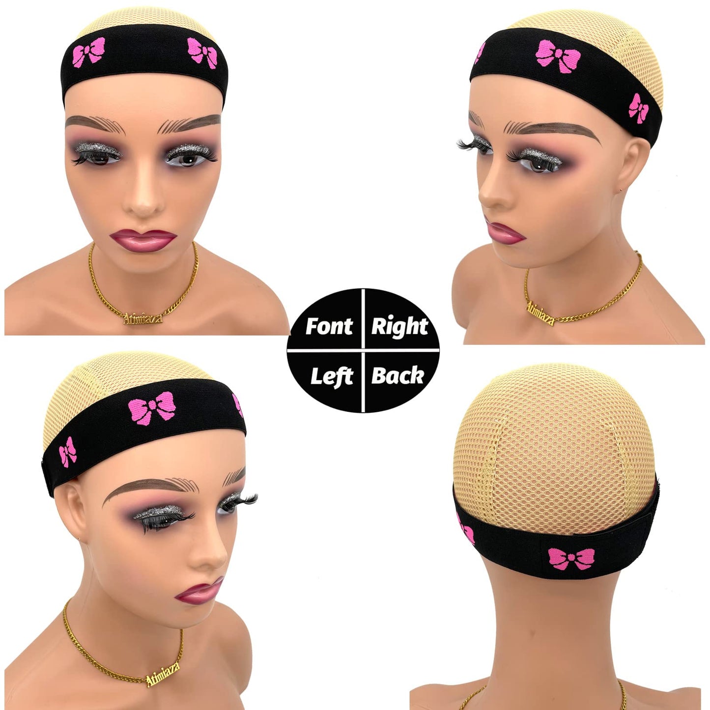Atimiaza 3 Pcs Elastic Lace Melting Bands for Wigs Lace Front Edge Wrap to Lay Edges PinkBow TieB...