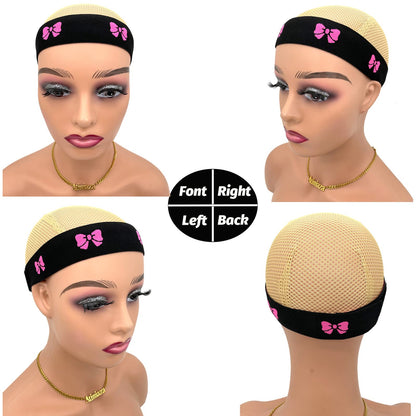 Atimiaza 3 Pcs Elastic Lace Melting Bands for Wigs Lace Front Edge Wrap to Lay Edges PinkBow TieB...