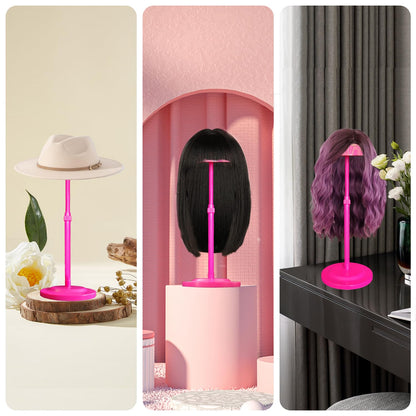 Wig Stand Pink 1PC Adjustable Height Portable Wig Holder Stands NonSlip Wig Head Holders Sturdy P...