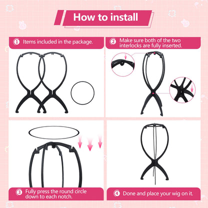 Seewaazee 2 Pack Wig Stand Wig Head Stand Portable Wig Holder for Multiple Wigs Wig Stands Tripod...