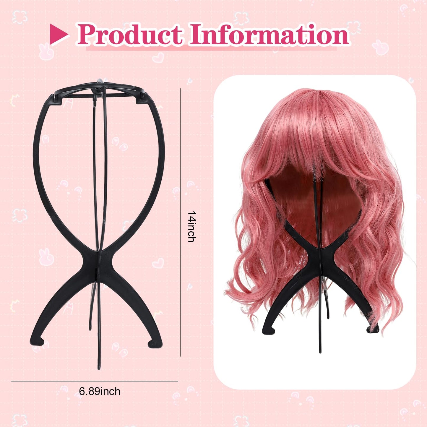 Seewaazee 2 Pack Wig Stand Wig Head Stand Portable Wig Holder for Multiple Wigs Wig Stands Tripod...