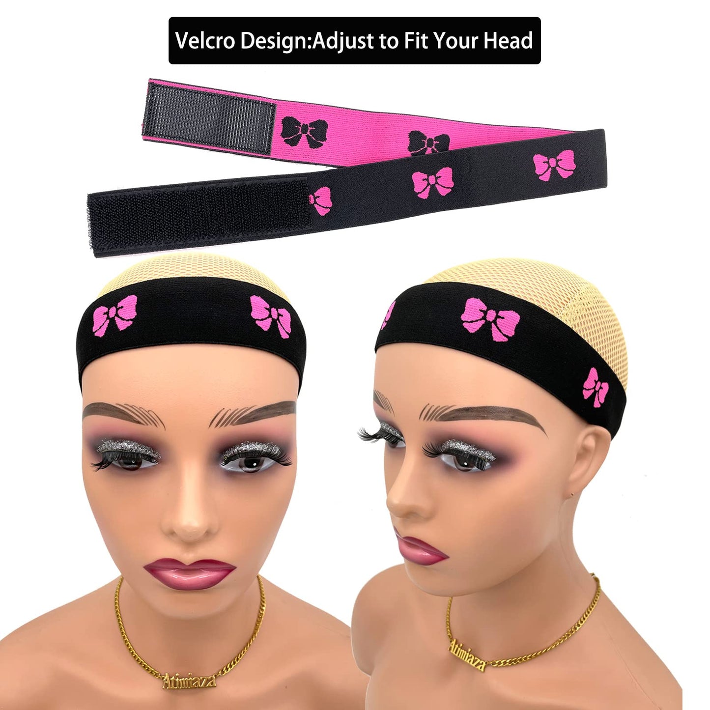 Atimiaza 2 Pcs Elastic Bands for Wig Lace Melting Bow Tie Band Edge Wrap to Lay Edges Pack of 2