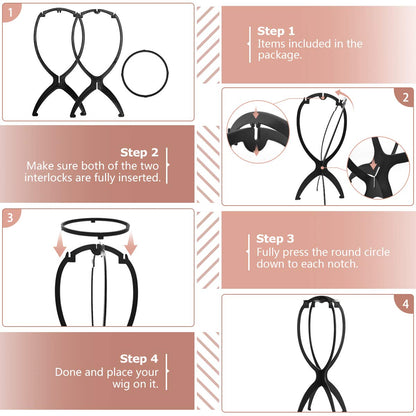 Dreamlover Wig Stand Wig Head Stand Wig Holder for Multiple Wigs Black 3 Pack