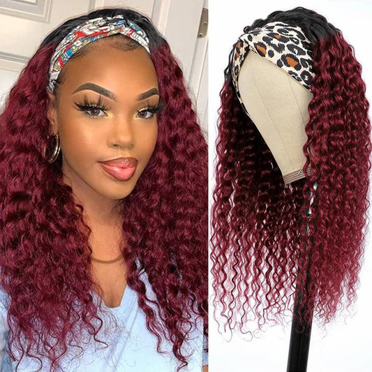 Aiterina Headband Wig deep wave human hair wigs for Black Women Brazilian Remy Hair Glueless Non ...
