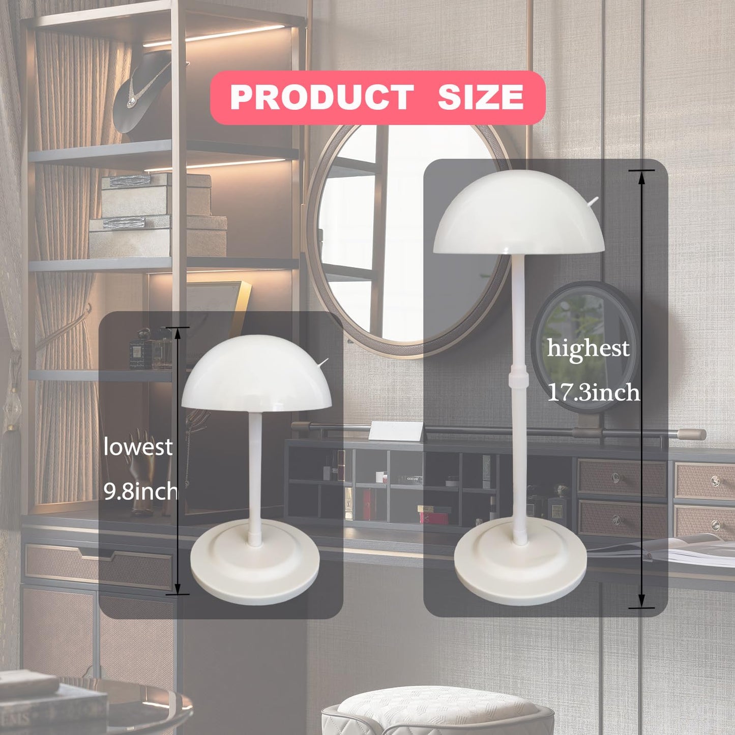 Wig Stand 1PC Adjustable Height White Plastic Wig Head Stand Portable Wig Holder Stands NonSlip W...