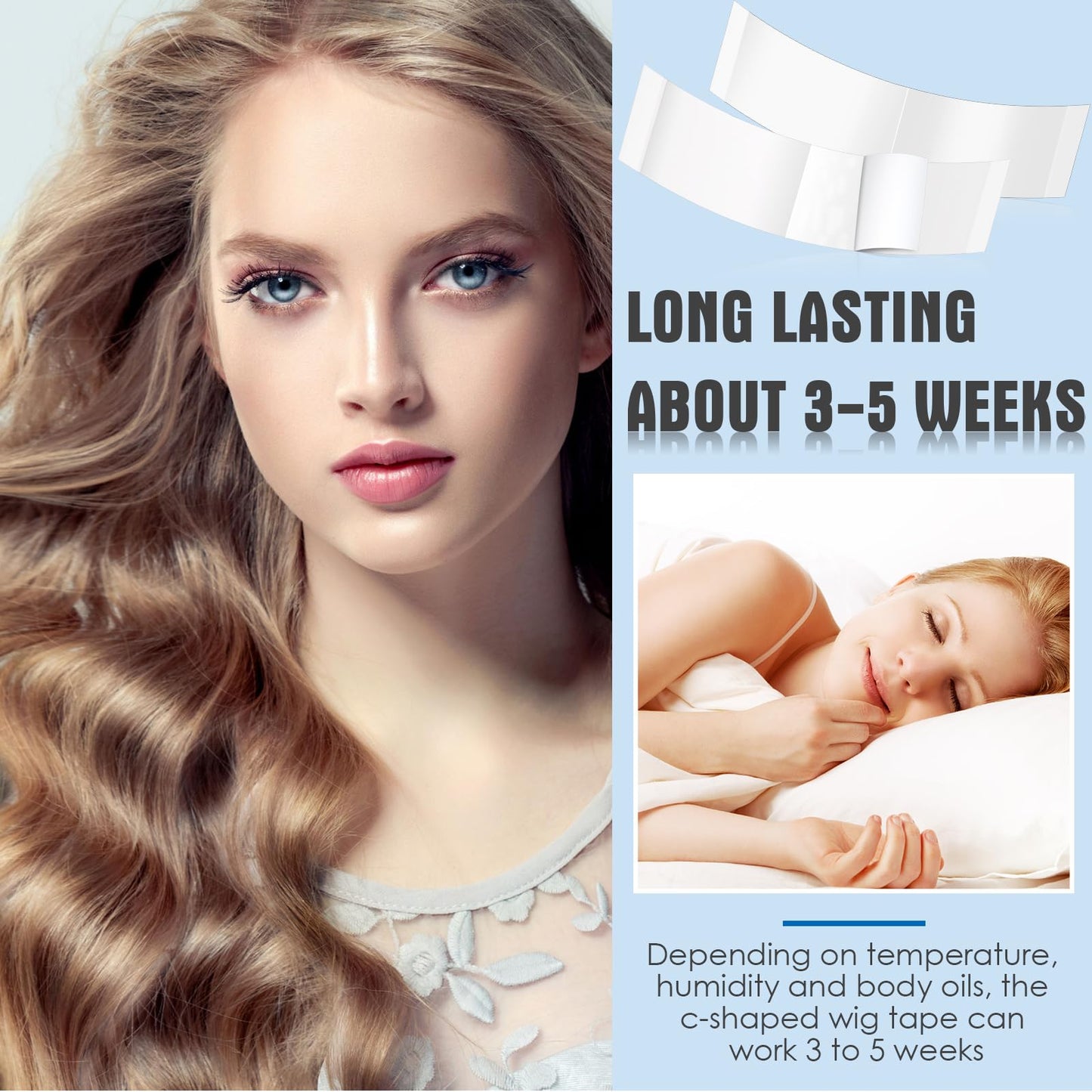 Maitys 120 Pieces Lace Front Wig Tape Double Sided Adhesive Waterproof Cshaped for Long Short No ...