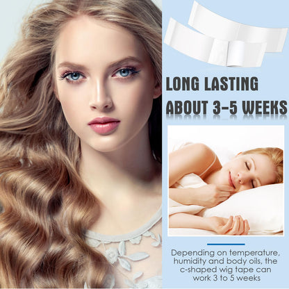 Maitys 120 Pieces Lace Front Wig Tape Double Sided Adhesive Waterproof Cshaped for Long Short No ...