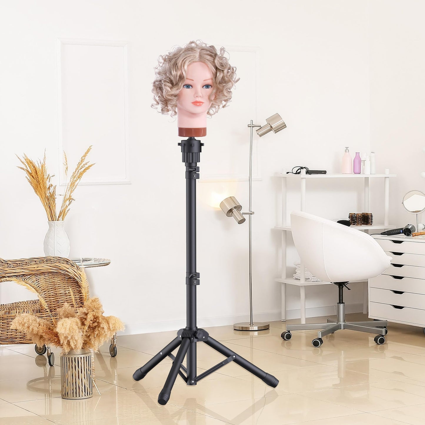Relx Wig Head Stand  Adjustable Mannequin Head Stand  Wig Stand Tripod for Cosmetology Hairdressi...