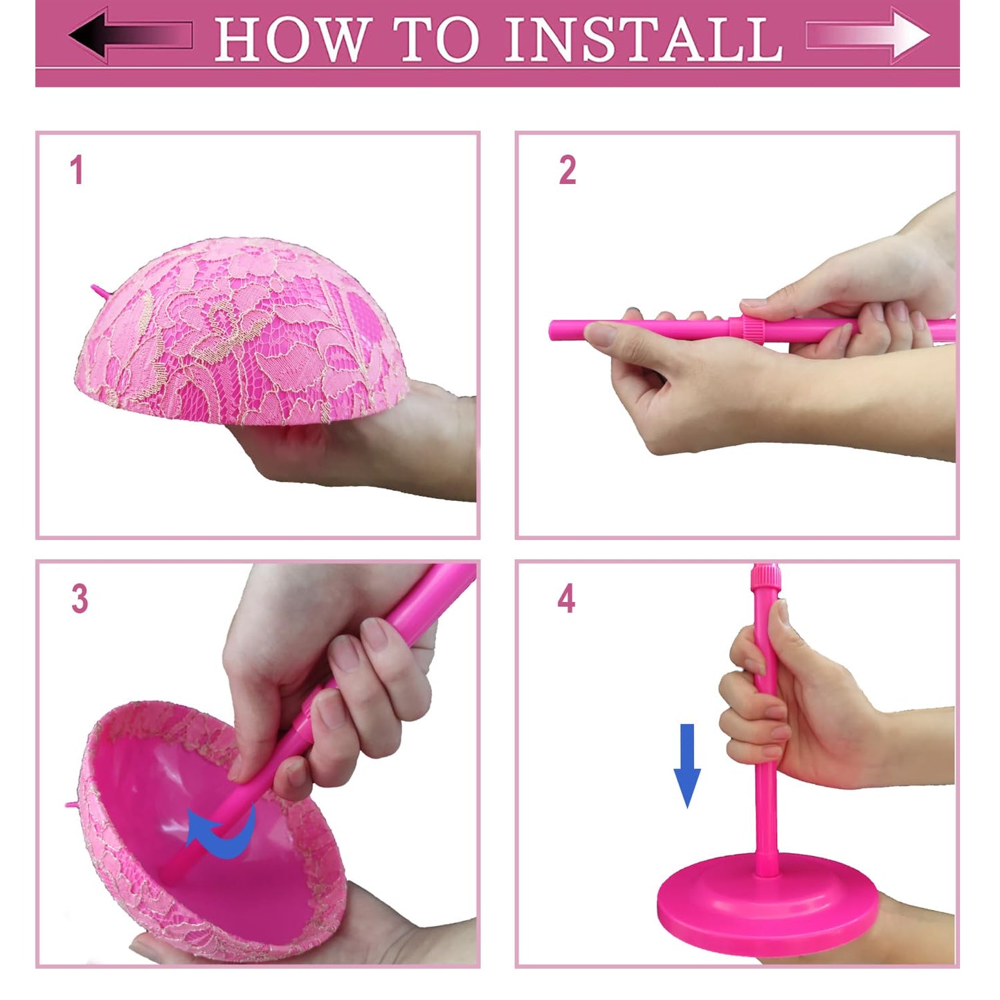 Wig Stand Pink 1PC Adjustable Height Portable Wig Holder Stands NonSlip Wig Head Holders Sturdy P...
