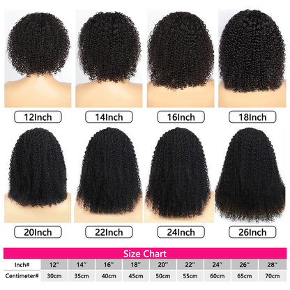 Headband Wig Human Hair Kinky Curly 14 inch Brazilian Remy Hair Curly None Lace Front Wigs Gluele...