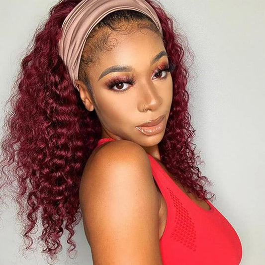Aiterina Headband Wig deep wave human hair wigs for Black Women Brazilian Remy Hair Glueless Non ...