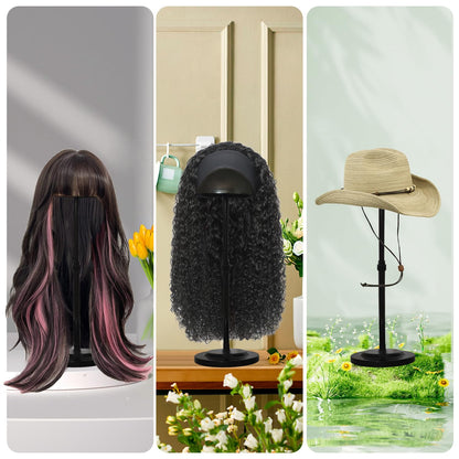 Wig Stand 1PC Adjustable Height Black Plastic Wig Head Stand Portable Wig Holder Stands NonSlip W...