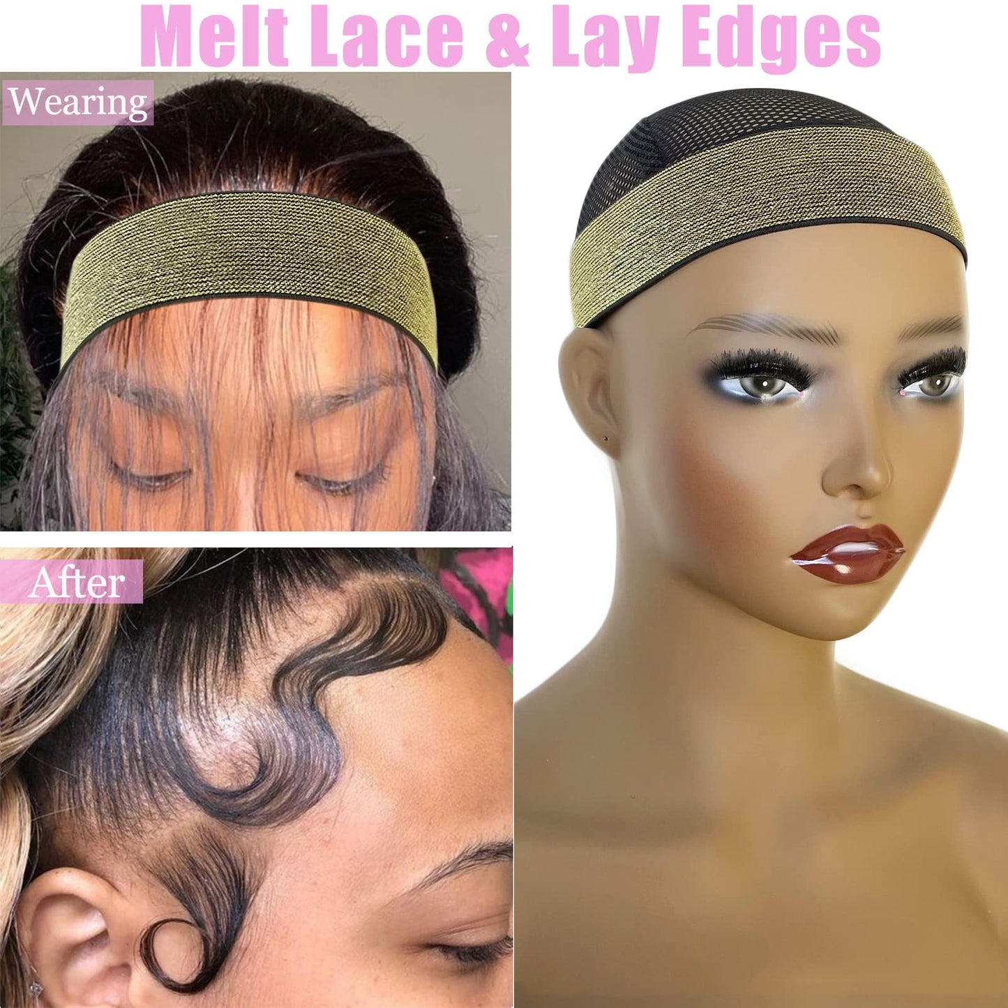 XConstellation Elastic Bands for Wig Grip  Lace Melting Edge Wrap Adjustable Magic Buckle to Lay ...