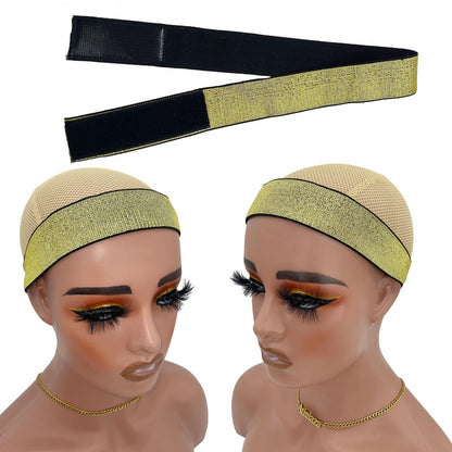 Atimiaza 2 Pcs Elastic Gold Lace Melting Bands  Wig Band for Lace Fronts Edge Wrap to Lay Edges P...