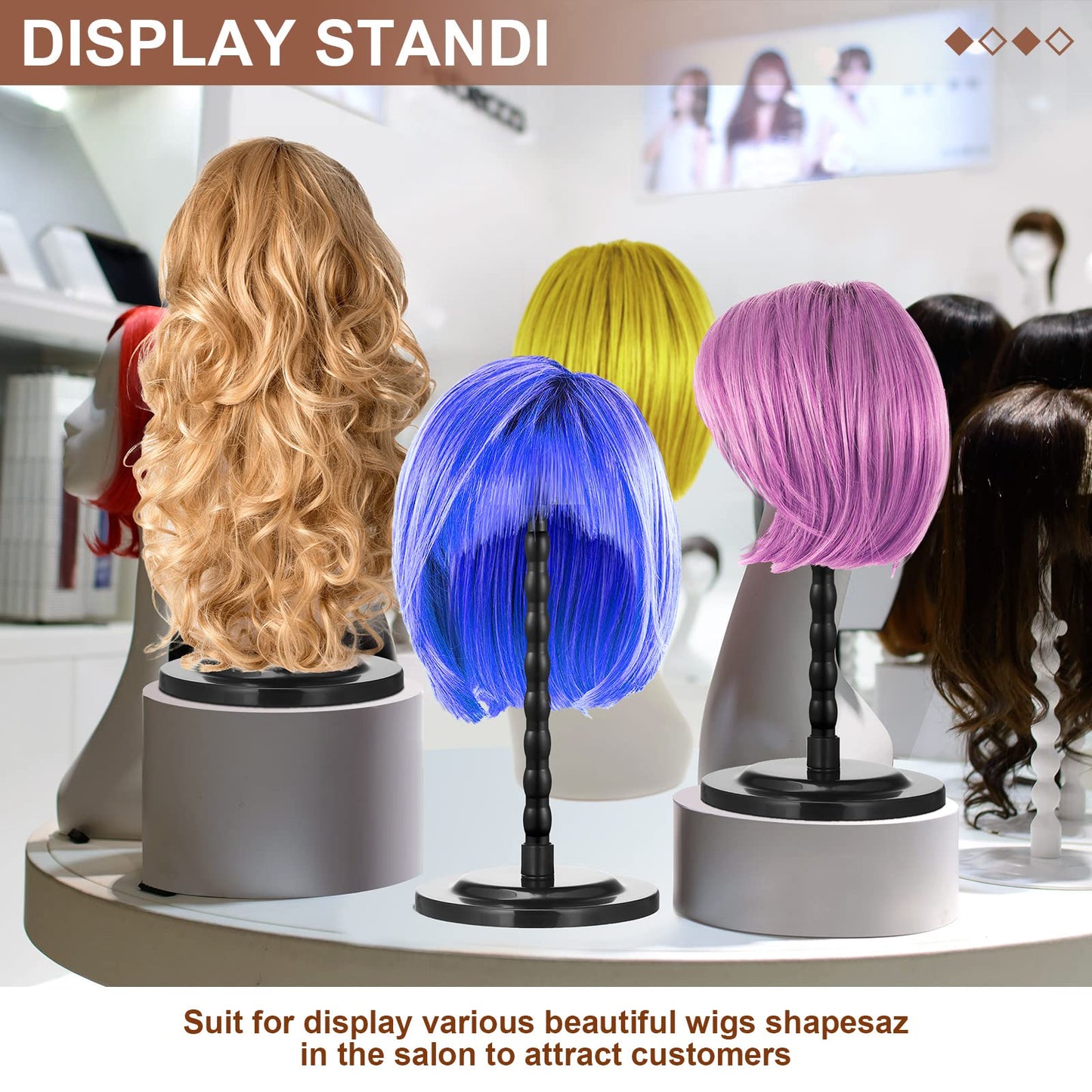 Reginary 8 Pieces Wig Head Stand for Multiple Wigs Mannequin Head 138 Inch Portable Hat Display S...