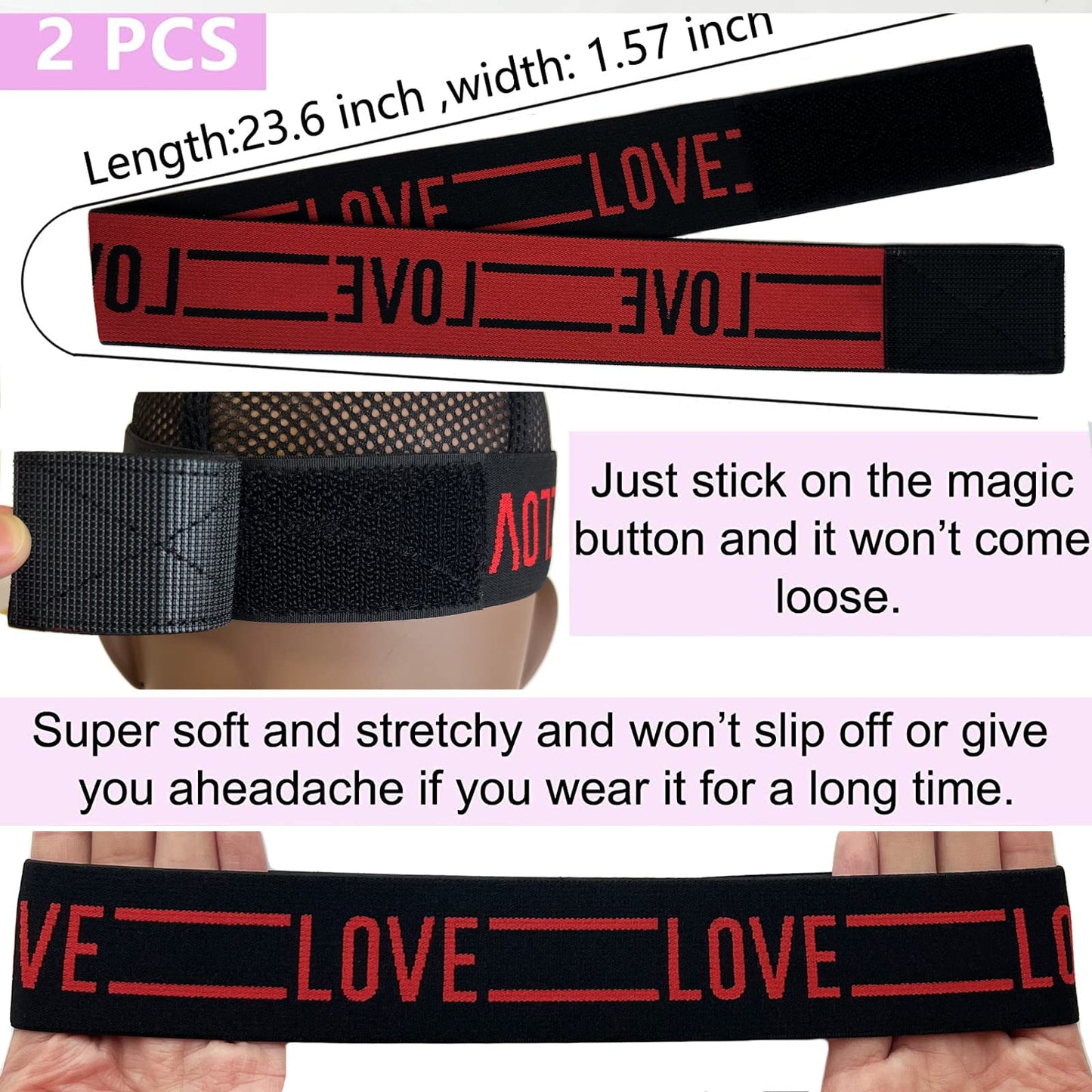 Elastic Wig Bands for Lace Front Wigs  Secure Grip Lay Edges Baby Hair Headband Melting Edge Wrap...