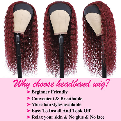 Aiterina Headband Wig deep wave human hair wigs for Black Women Brazilian Remy Hair Glueless Non ...