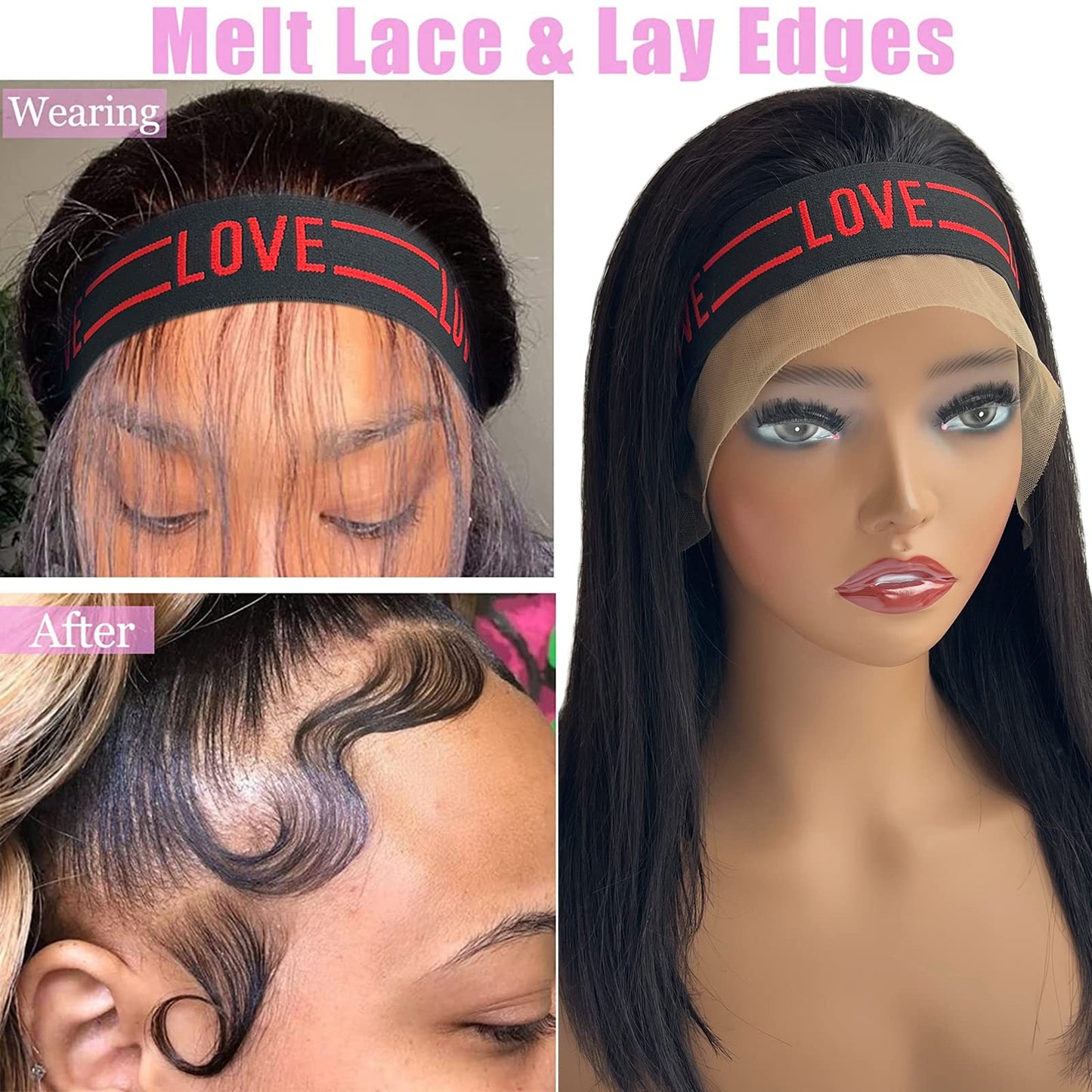 Elastic Wig Bands for Lace Front Wigs  Secure Grip Lay Edges Baby Hair Headband Melting Edge Wrap...