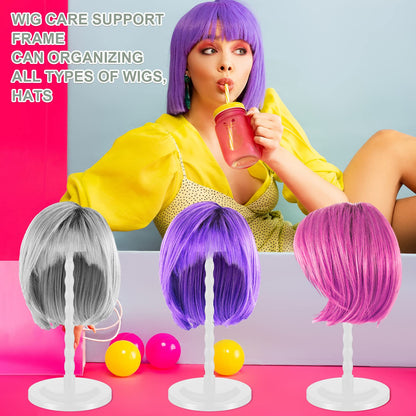 Reginary 8 Pieces Wig Head Stand for Multiple Wigs Mannequin Head 138 Inch Portable Hat Display S...