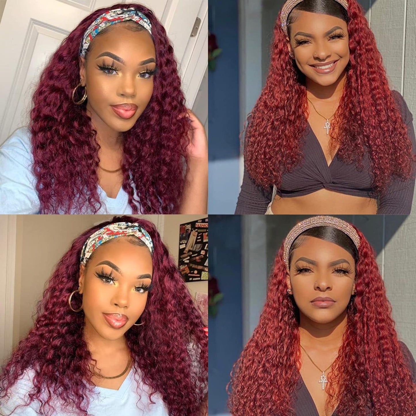 Aiterina Headband Wig deep wave human hair wigs for Black Women Brazilian Remy Hair Glueless Non ...